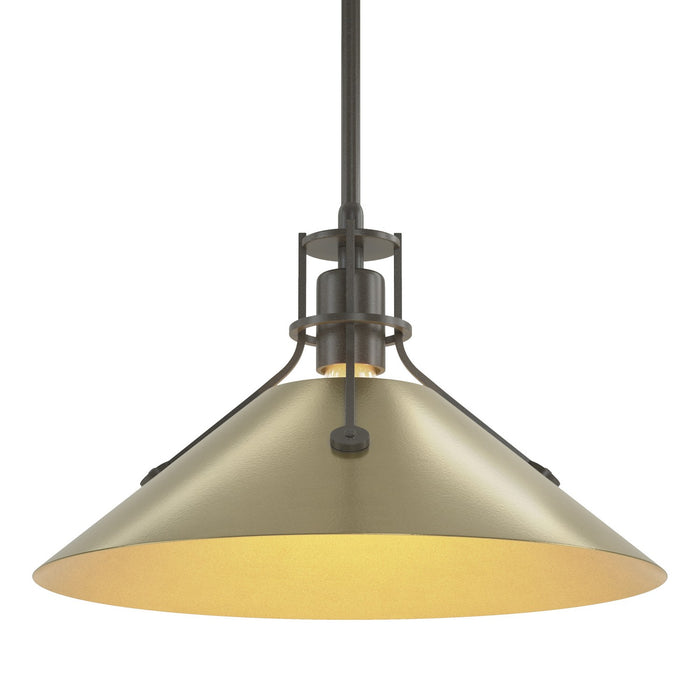 Henry Medium Steel Shade Pendant in Dark Smoke with Modern Brass Accent - 134550-SKT-MULT-07-86 by Hubbardton Forge