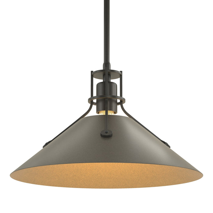 Henry Medium Steel Shade Pendant in Black with Dark Smoke Accent - 134550-SKT-MULT-10-07 by Hubbardton Forge