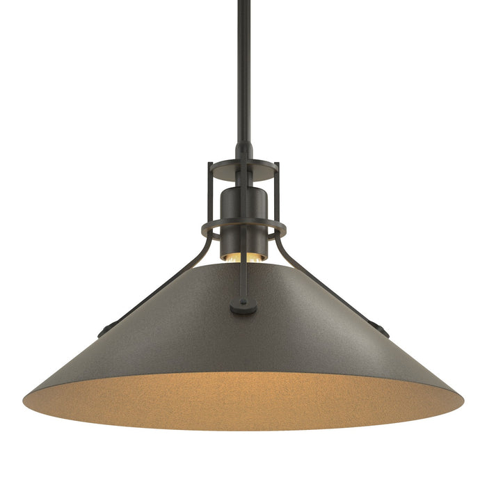 Henry Medium Steel Shade Pendant in Black with Oil Rubbed Bronze Accent - 134550-SKT-MULT-10-14 by Hubbardton Forge