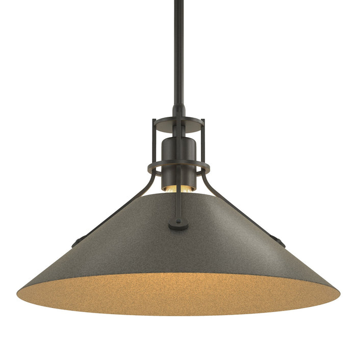 Henry Medium Steel Shade Pendant in Black with Natural Iron Accent - 134550-SKT-MULT-10-20 by Hubbardton Forge