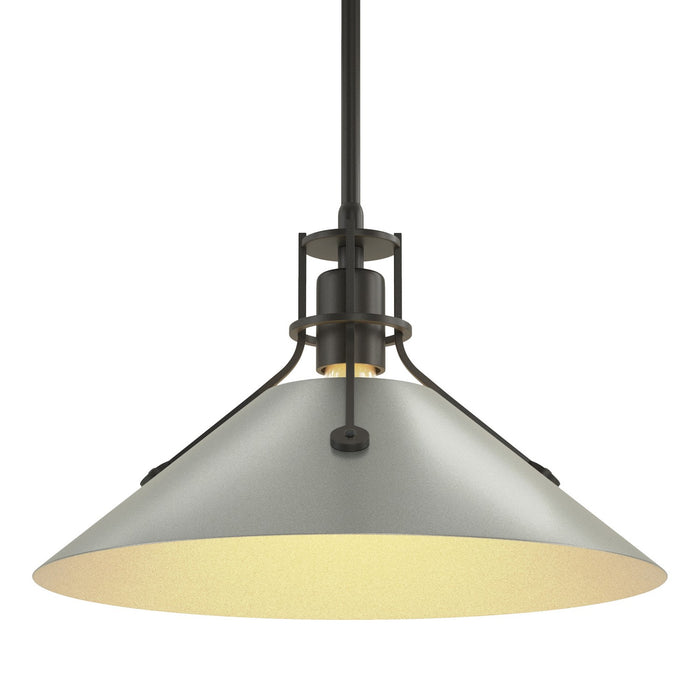 Henry Medium Steel Shade Pendant in Black with Vintage Platinum Accent - 134550-SKT-MULT-10-82 by Hubbardton Forge