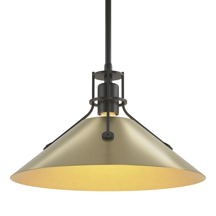 Henry Medium Steel Shade Pendant in Black with Modern Brass Accent - 134550-SKT-MULT-10-86 by Hubbardton Forge