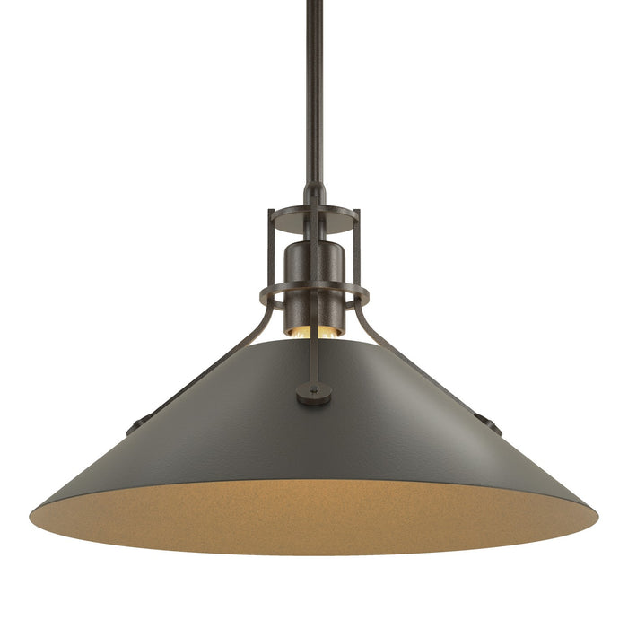 Henry Medium Steel Shade Pendant in Oil Rubbed Bronze with Black Accent - 134550-SKT-MULT-14-10 by Hubbardton Forge