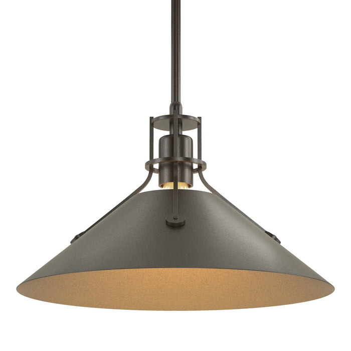 Henry Medium Steel Shade Pendant in Oil Rubbed Bronze with Oil Rubbed Bronze Accent - 134550-SKT-MULT-14-14 by Hubbardton Forge