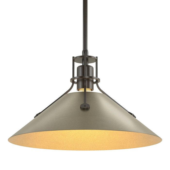 Henry Medium Steel Shade Pendant in Oil Rubbed Bronze with Soft Gold Accent - 134550-SKT-MULT-14-84 by Hubbardton Forge