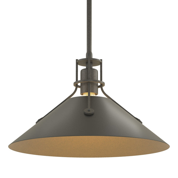 Henry Medium Steel Shade Pendant in Natural Iron with Black Accent - 134550-SKT-MULT-20-10 by Hubbardton Forge