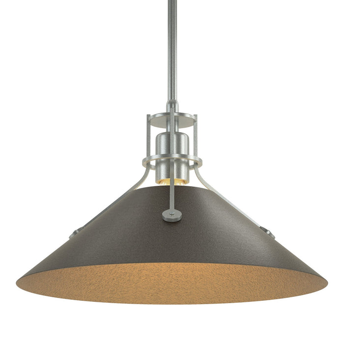 Henry Medium Steel Shade Pendant in Vintage Platinum with Oil Rubbed Bronze Accent - 134550-SKT-MULT-82-14 by Hubbardton Forge