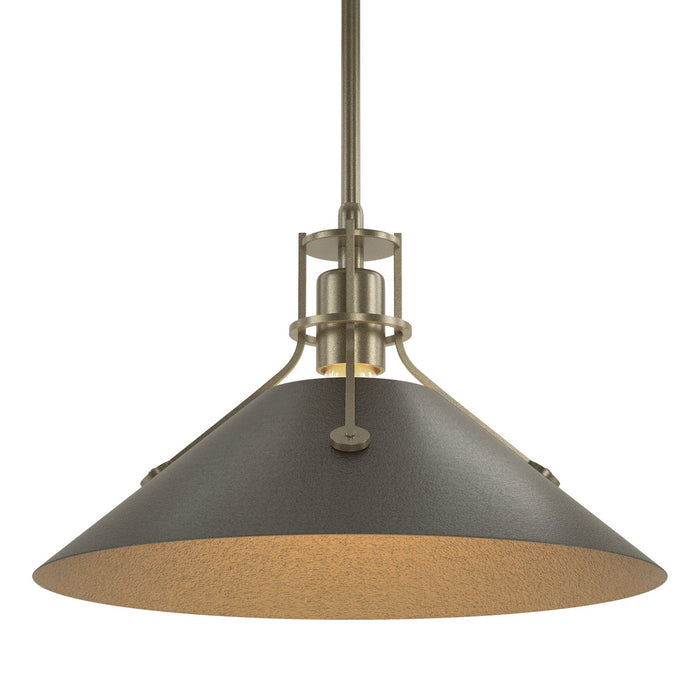 Henry Medium Steel Shade Pendant in Soft Gold with Oil Rubbed Bronze Accent - 134550-SKT-MULT-84-14 by Hubbardton Forge