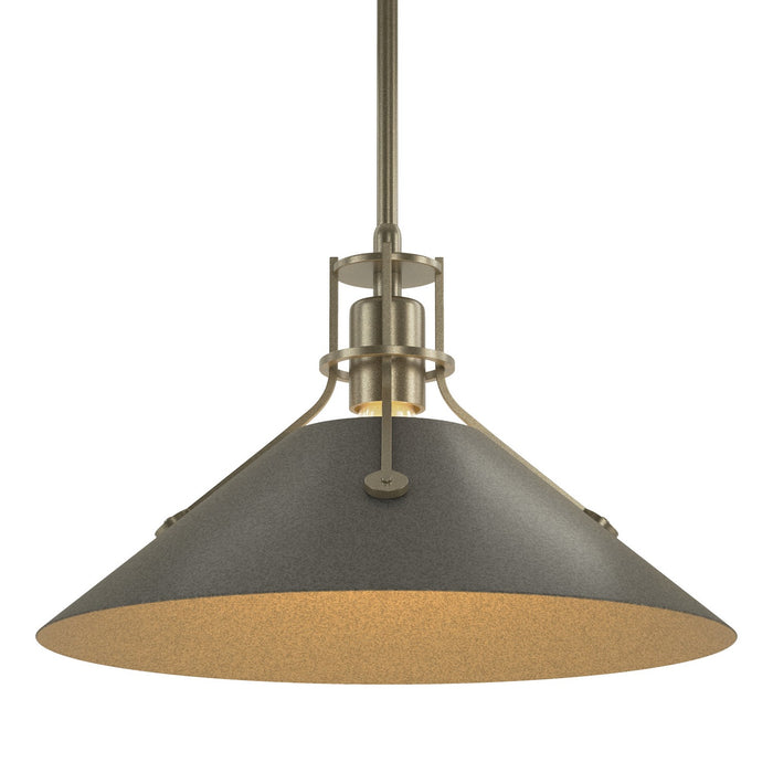 Henry Medium Steel Shade Pendant in Soft Gold with Natural Iron Accent - 134550-SKT-MULT-84-20 by Hubbardton Forge