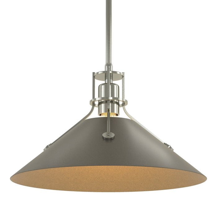 Henry Medium Steel Shade Pendant in Sterling with Dark Smoke Accent - 134550-SKT-MULT-85-07 by Hubbardton Forge