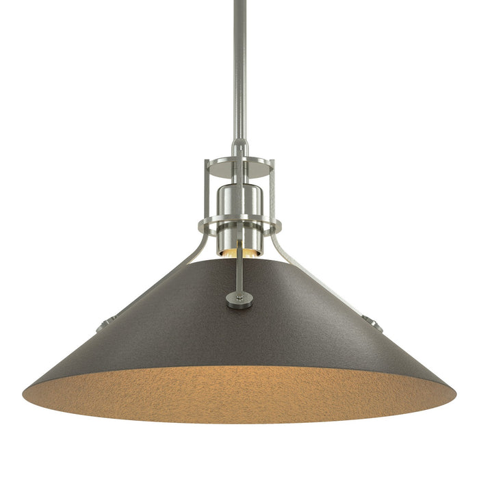 Henry Medium Steel Shade Pendant in Sterling with Oil Rubbed Bronze Accent - 134550-SKT-MULT-85-14 by Hubbardton Forge