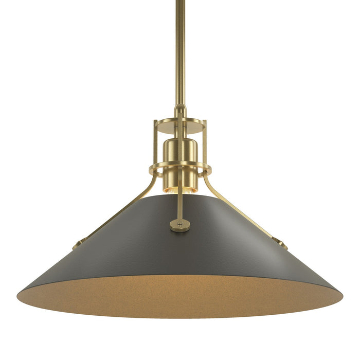 Henry Medium Steel Shade Pendant in Modern Brass with Black Accent - 134550-SKT-MULT-86-10 by Hubbardton Forge