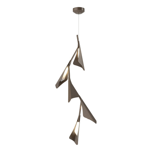 Plume 5-Light LED Pendant in Bronze with Bronze Accent - 135006-LED-STND-05-05 by Hubbardton Forge