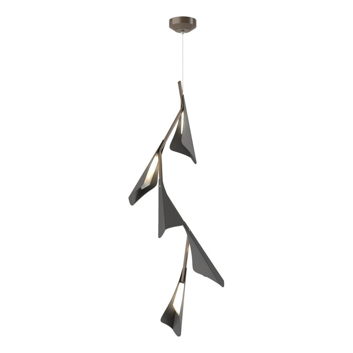 Plume 5-Light LED Pendant in Bronze with Black Accent - 135006-LED-STND-05-10 by Hubbardton Forge