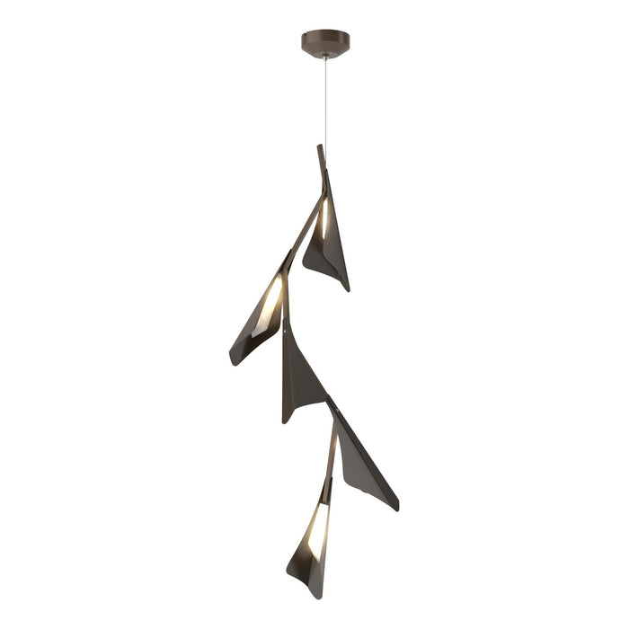 Plume 5-Light LED Pendant in Bronze with Oil Rubbed Bronze Accent - 135006-LED-STND-05-14 by Hubbardton Forge