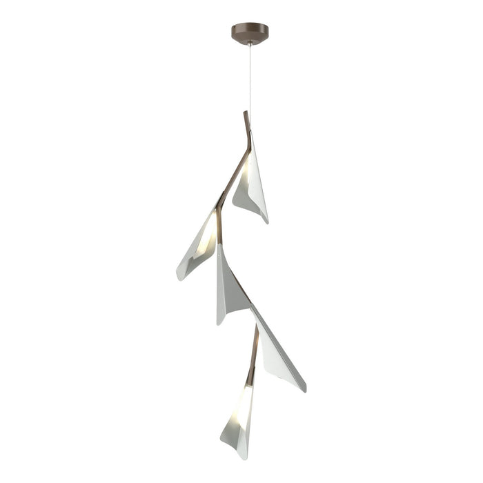 Plume 5-Light LED Pendant in Bronze with Vintage Platinum Accent - 135006-LED-STND-05-82 by Hubbardton Forge