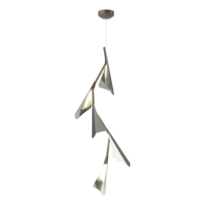 Plume 5-Light LED Pendant in Bronze with Sterling Accent - 135006-LED-STND-05-85 by Hubbardton Forge