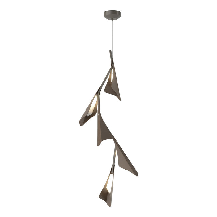 Plume 5-Light LED Pendant in Dark Smoke with Bronze Accent - 135006-LED-STND-07-05 by Hubbardton Forge