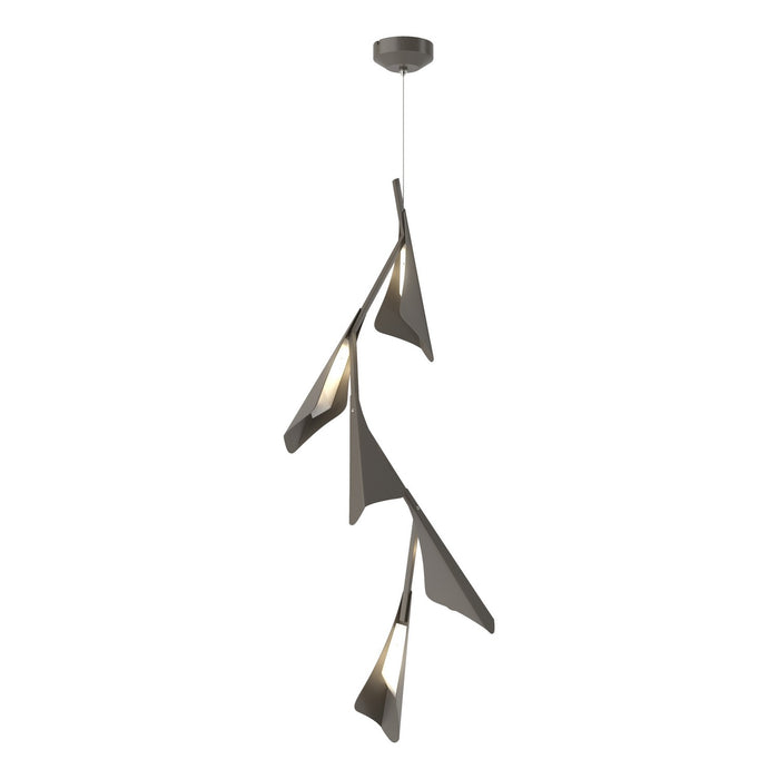 Plume 5-Light LED Pendant in Dark Smoke with Dark Smoke Accent - 135006-LED-STND-07-07 by Hubbardton Forge