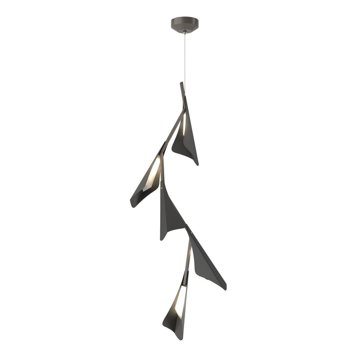 Plume 5-Light LED Pendant in Dark Smoke with Black Accent - 135006-LED-STND-07-10 by Hubbardton Forge