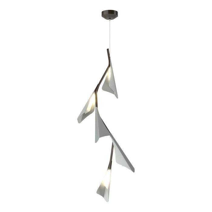 Plume 5-Light LED Pendant in Oil Rubbed Bronze with Vintage Platinum Accent - 135006-LED-STND-14-82 by Hubbardton Forge