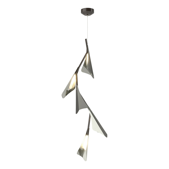 Plume 5-Light LED Pendant in Oil Rubbed Bronze with Sterling Accent - 135006-LED-STND-14-85 by Hubbardton Forge