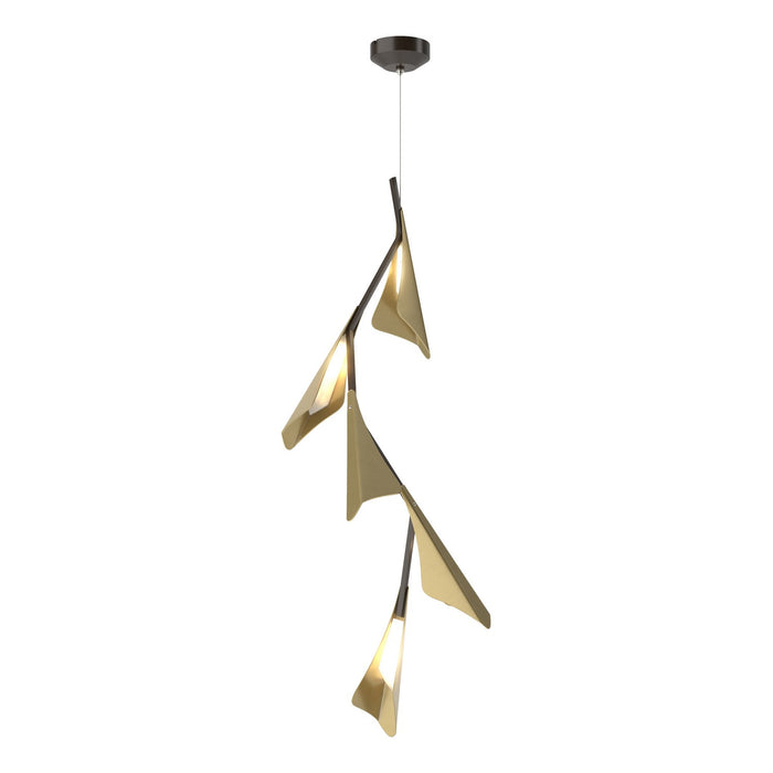 Plume 5-Light LED Pendant in Oil Rubbed Bronze with Modern Brass Accent - 135006-LED-STND-14-86 by Hubbardton Forge