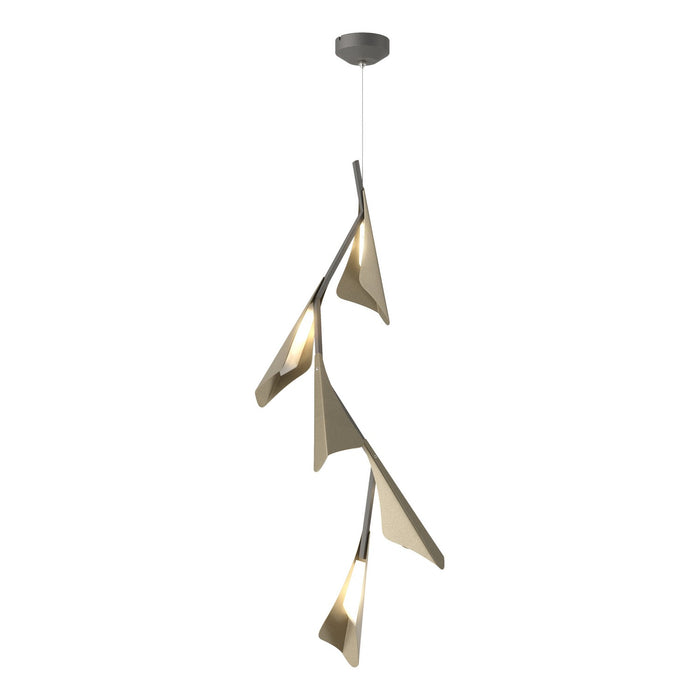 Plume 5-Light LED Pendant in Natural Iron with Soft Gold Accent - 135006-LED-STND-20-84 by Hubbardton Forge