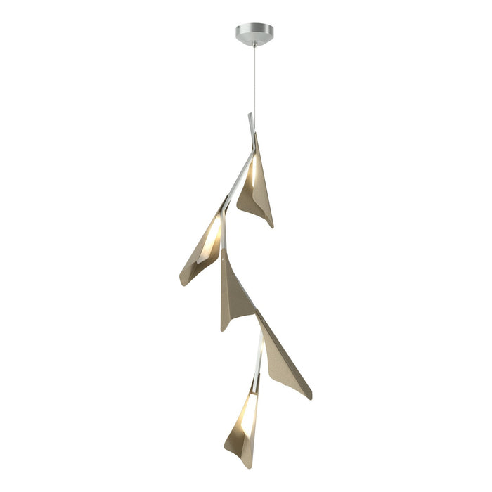 Plume 5-Light LED Pendant in Vintage Platinum with Soft Gold Accent - 135006-LED-STND-82-84 by Hubbardton Forge