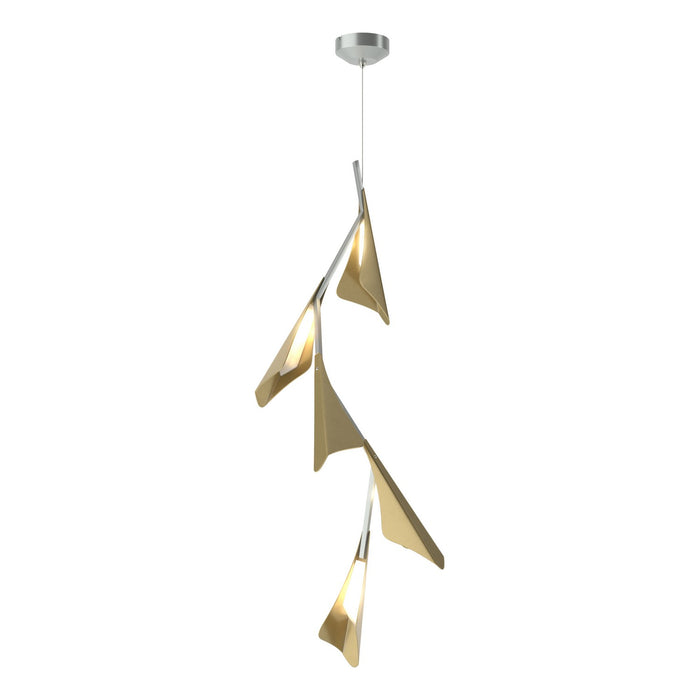 Plume 5-Light LED Pendant in Vintage Platinum with Modern Brass Accent - 135006-LED-STND-82-86 by Hubbardton Forge