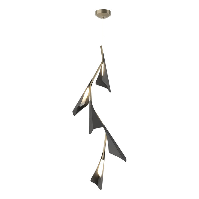 Plume 5-Light LED Pendant in Soft Gold with Black Accent - 135006-LED-STND-84-10 by Hubbardton Forge