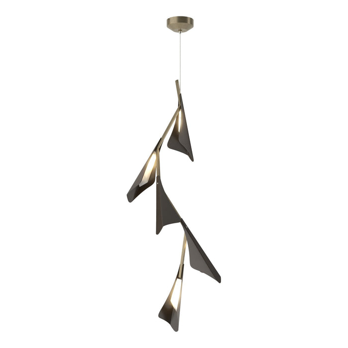 Plume 5-Light LED Pendant in Soft Gold with Oil Rubbed Bronze Accent - 135006-LED-STND-84-14 by Hubbardton Forge