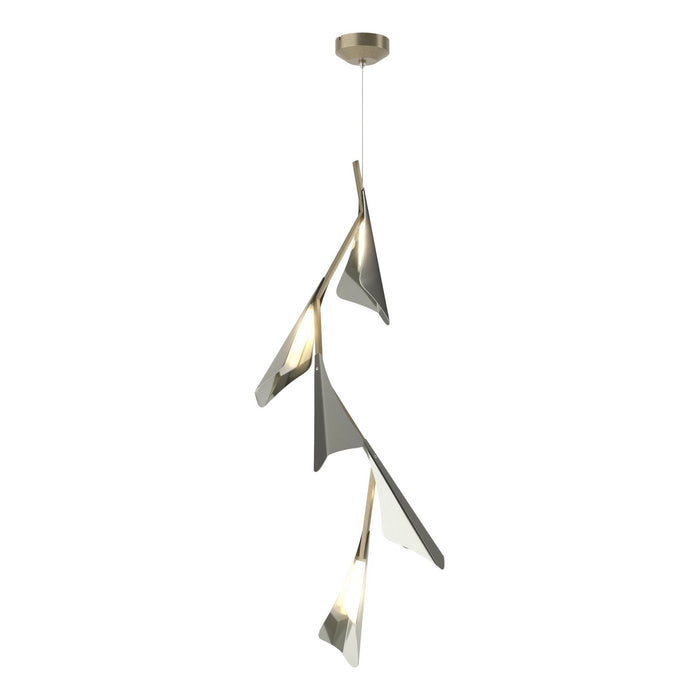 Plume 5-Light LED Pendant in Soft Gold with Sterling Accent - 135006-LED-STND-84-85 by Hubbardton Forge