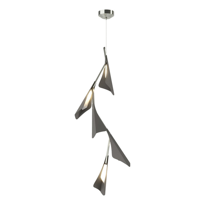 Plume 5-Light LED Pendant in Sterling with Natural Iron Accent - 135006-LED-STND-85-20 by Hubbardton Forge