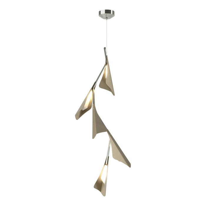 Plume 5-Light LED Pendant in Sterling with Soft Gold Accent - 135006-LED-STND-85-84 by Hubbardton Forge