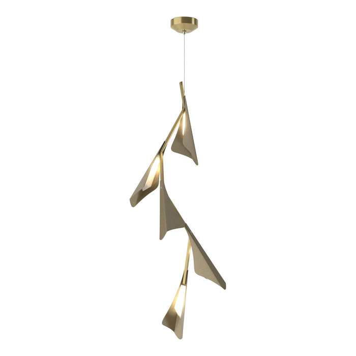 Plume 5-Light LED Pendant in Modern Brass with Soft Gold Accent - 135006-LED-STND-86-84 by Hubbardton Forge