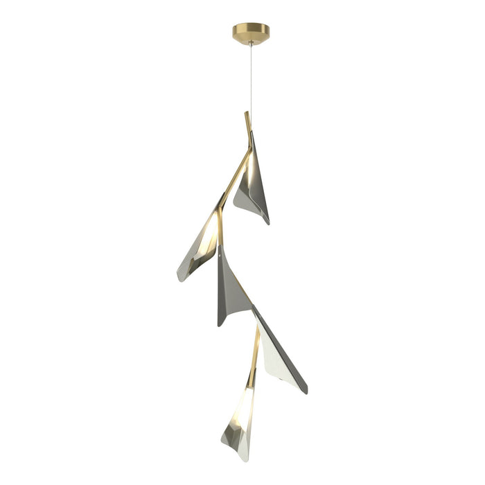 Plume 5-Light LED Pendant in Modern Brass with Sterling Accent - 135006-LED-STND-86-85 by Hubbardton Forge