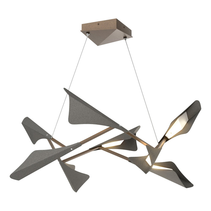 Plume 8-Light LED Pendant in Bronze with Natural Iron Accent - 135007-LED-STND-05-20 by Hubbardton Forge