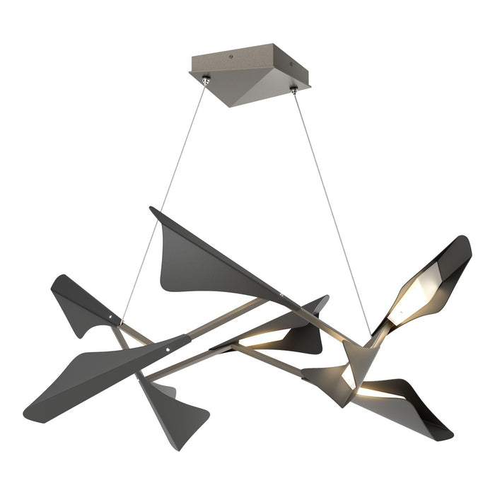 Plume 8-Light LED Pendant in Dark Smoke with Black Accent - 135007-LED-STND-07-10 by Hubbardton Forge