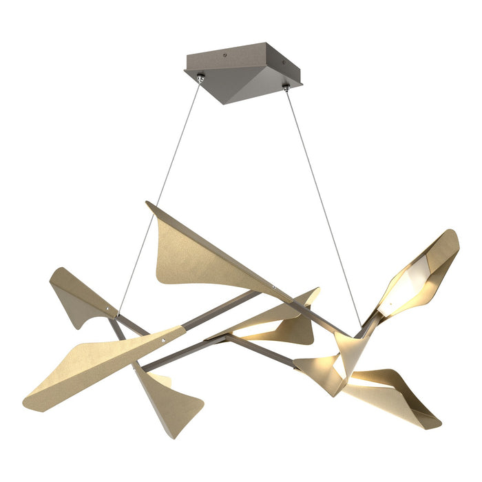 Plume 8-Light LED Pendant in Dark Smoke with Soft Gold Accent - 135007-LED-STND-07-84 by Hubbardton Forge