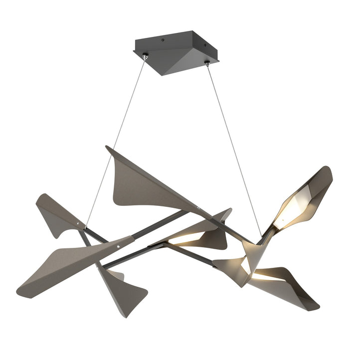 Plume 8-Light LED Pendant in Black with Dark Smoke Accent - 135007-LED-STND-10-07 by Hubbardton Forge