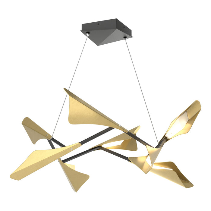 Plume 8-Light LED Pendant in Black with Modern Brass Accent - 135007-LED-STND-10-86 by Hubbardton Forge