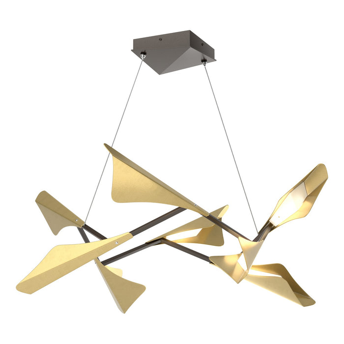 Plume 8-Light LED Pendant in Oil Rubbed Bronze with Modern Brass Accent - 135007-LED-STND-14-86 by Hubbardton Forge