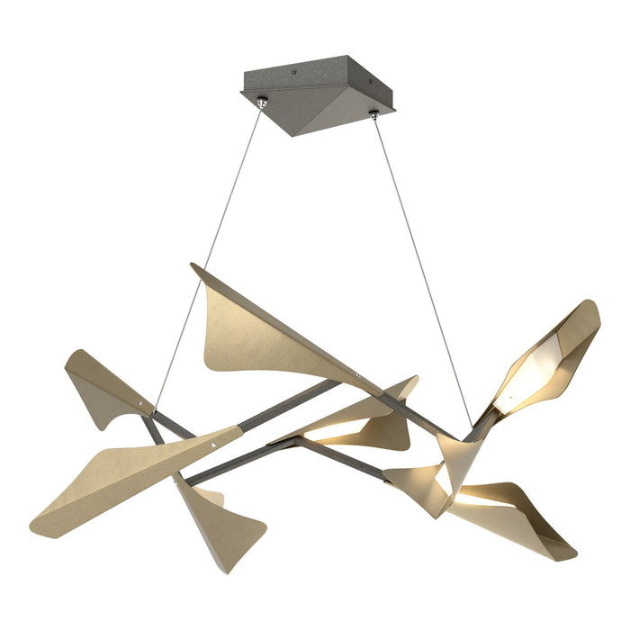 Plume 8-Light LED Pendant in Natural Iron with Soft Gold Accent - 135007-LED-STND-20-84 by Hubbardton Forge