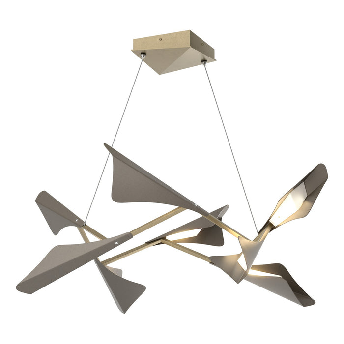 Plume 8-Light LED Pendant in Soft Gold with Dark Smoke Accent - 135007-LED-STND-84-07 by Hubbardton Forge