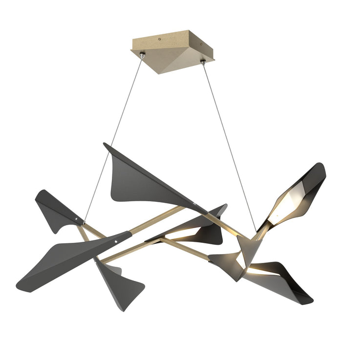 Plume 8-Light LED Pendant in Soft Gold with Black Accent - 135007-LED-STND-84-10 by Hubbardton Forge