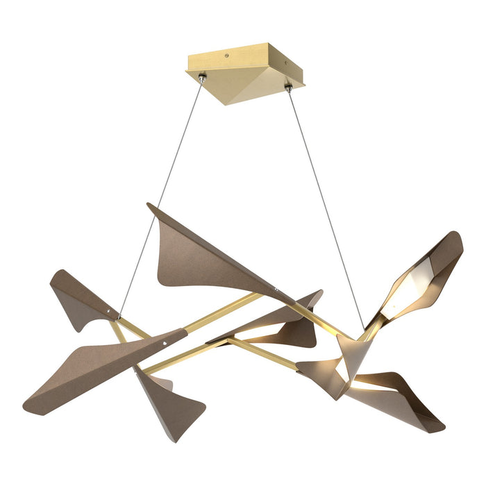 Plume 8-Light LED Pendant in Modern Brass with Bronze Accent - 135007-LED-STND-86-05 by Hubbardton Forge