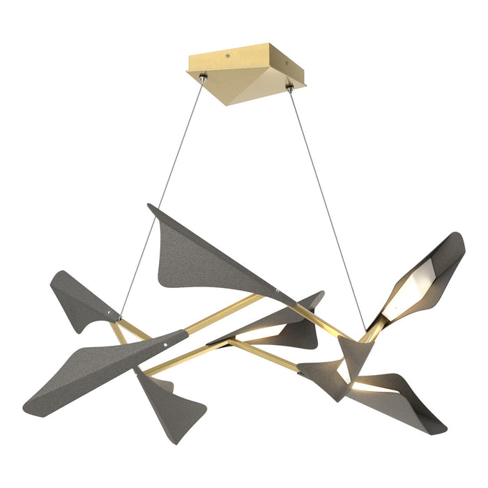 Plume 8-Light LED Pendant in Modern Brass with Natural Iron Accent - 135007-LED-STND-86-20 by Hubbardton Forge