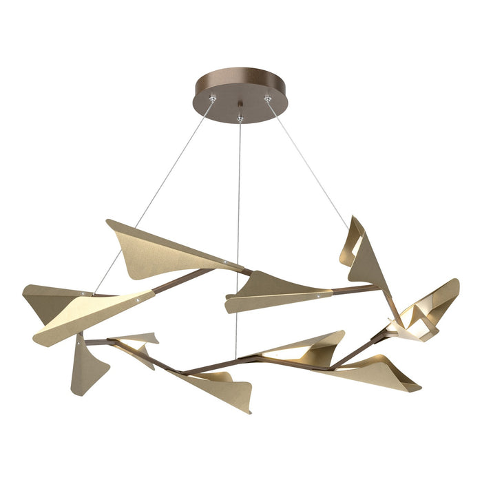 Plume 12-Light LED Pendant in Bronze with Soft Gold Accent - 135008-LED-STND-05-84 by Hubbardton Forge