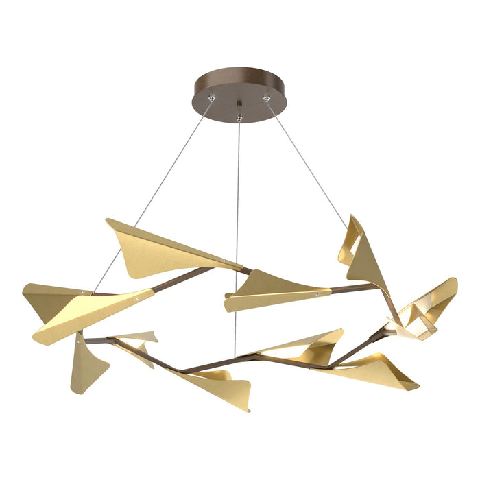 Plume 12-Light LED Pendant in Bronze with Modern Brass Accent - 135008-LED-STND-05-86 by Hubbardton Forge